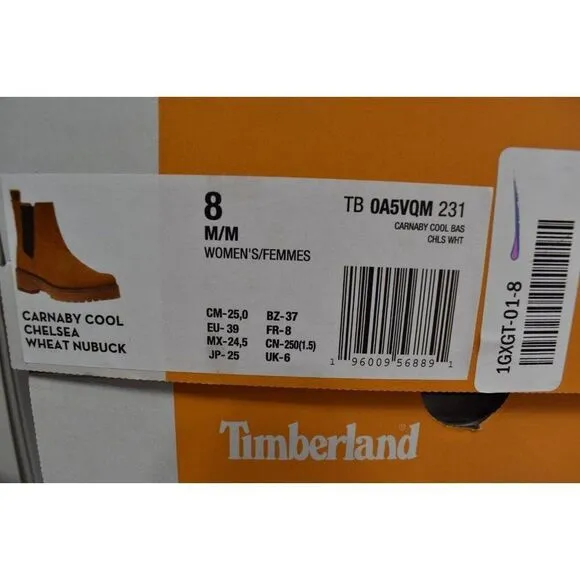 Timberland Womens Size 8 Carnaby Cool Wheat Nubuck Chelsea Boots Shoes
