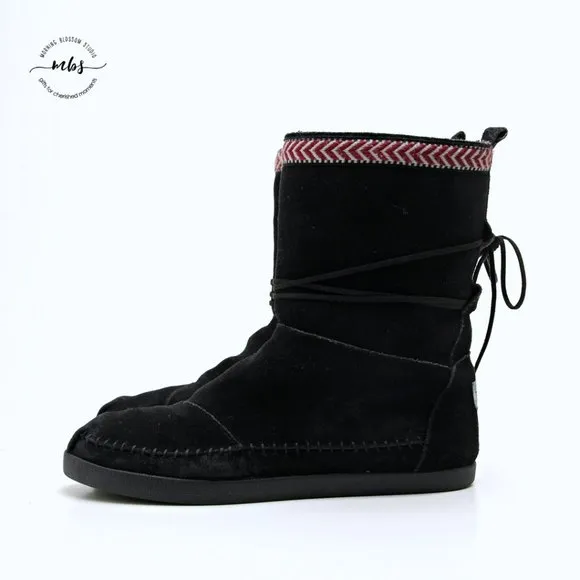 Toms Nepal Suede Boots Black Women Size 11