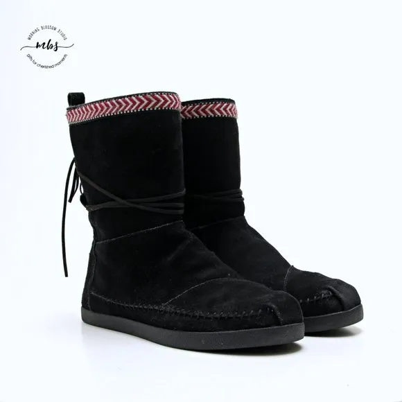 Toms Nepal Suede Boots Black Women Size 11