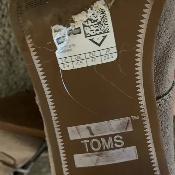 TOMS Taupe Suede Ankle BOOTIE Boots women size 6.5 Block heel