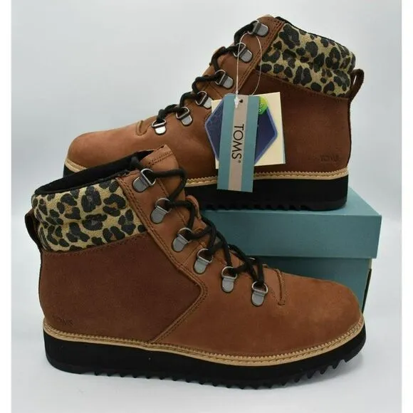 Toms Women Size 8.5 Mojave Waterproof Oiled Ember Nubuck Suede Leopard Mid Boots