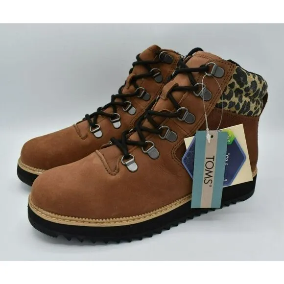 Toms Women Size 8.5 Mojave Waterproof Oiled Ember Nubuck Suede Leopard Mid Boots