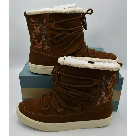 Toms Womens Size 9 Alpine Amber Suede Water Resistant Faux Shearling Boots