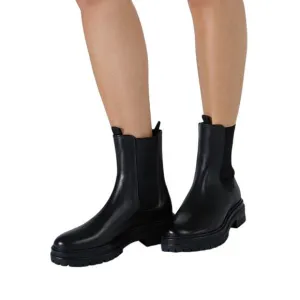 Tony Bianco Wolfe Leather Ankle Chelsea Boots Lugged Sole Pull On Black Size 9.5