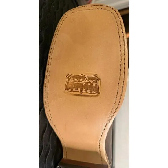 Tony Lama 11” Honey Brown Embroidered Square Toe Size 10.5 Western Boots