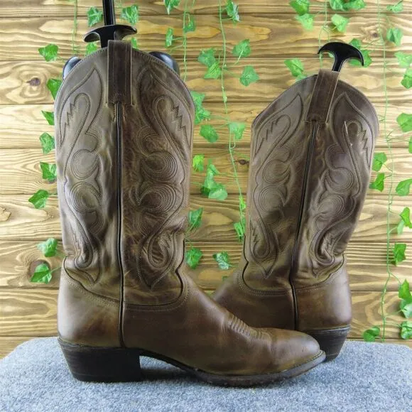 Tony Lama 6467‎ Men Western Boots Brown Leather Pull On Size 9.5 Extra Wide
