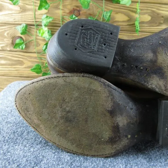 Tony Lama 6467‎ Men Western Boots Brown Leather Pull On Size 9.5 Extra Wide