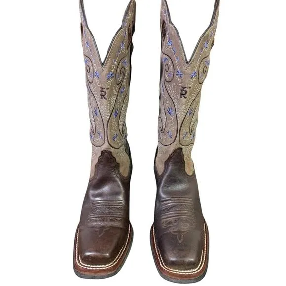 Tony Lama Asena Embroidered Buckaroo Cowboy Boot Women size 8 B