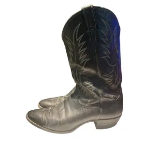 Tony Lama Black Genuine Leather Cowboy Boots 2041 Size 10.5