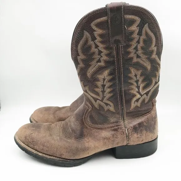 TONY LAMA Brown Leather Embroidered Western Cowboy Boots Mens 10.5