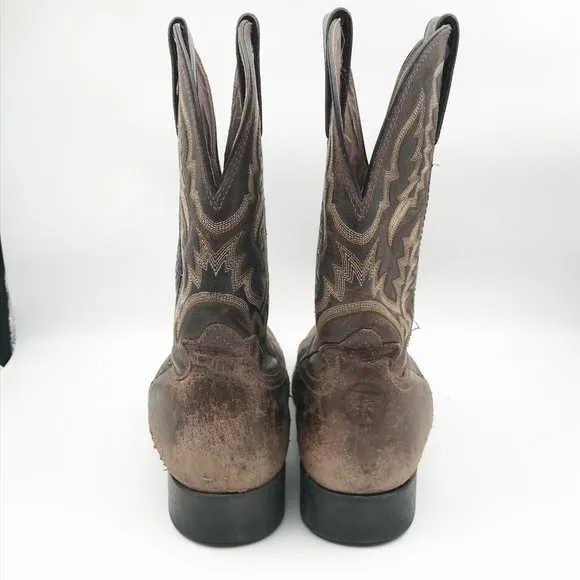 TONY LAMA Brown Leather Embroidered Western Cowboy Boots Mens 10.5