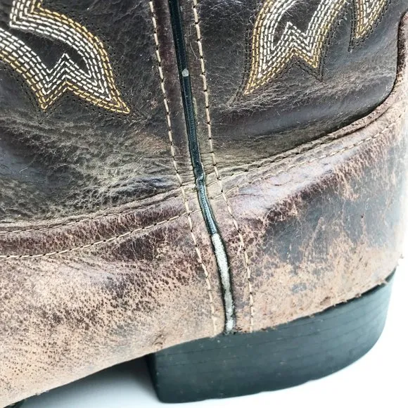 TONY LAMA Brown Leather Embroidered Western Cowboy Boots Mens 10.5