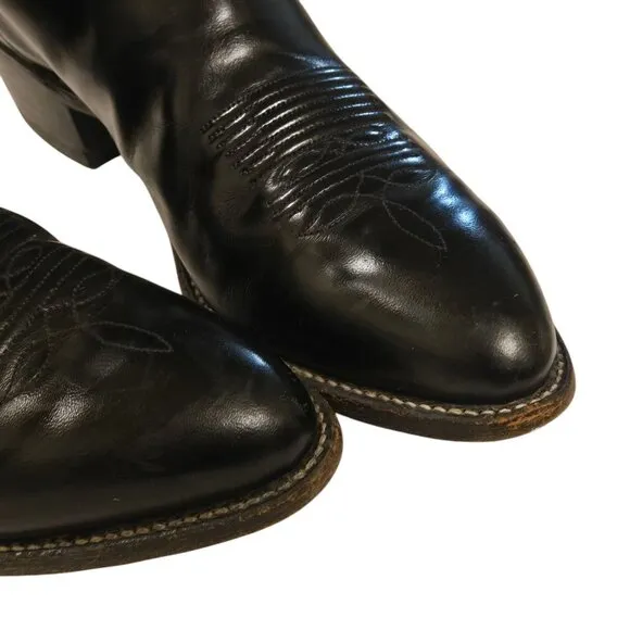 Tony Lama Cowboy Boots Black Leather Men 8.5 EE Extra Wide Width