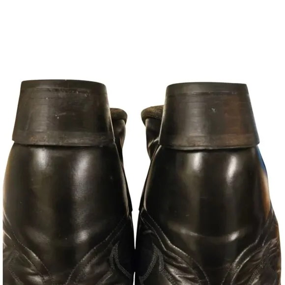 Tony Lama Cowboy Boots Black Leather Men 8.5 EE Extra Wide Width