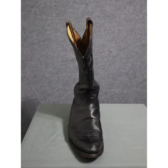 Tony Lama Cowboy Boots Men 10 D Black Leather Vintage Western Rodeo Country VTG