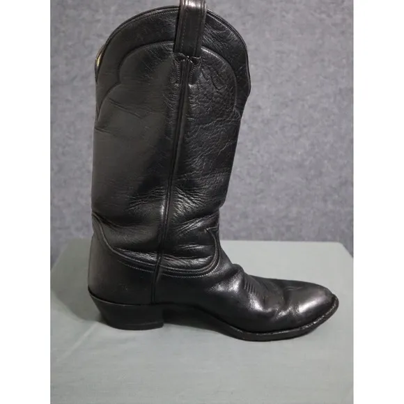 Tony Lama Cowboy Boots Men 10 D Black Leather Vintage Western Rodeo Country VTG