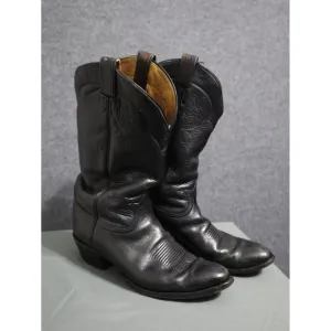 Tony Lama Cowboy Boots Men 10 D Black Leather Vintage Western Rodeo Country VTG