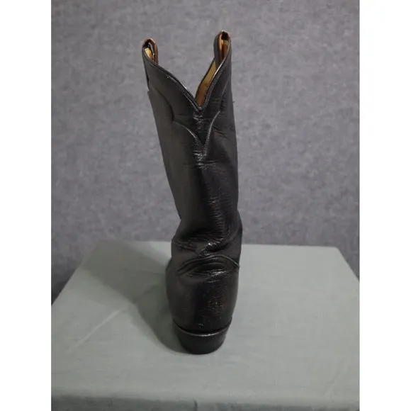 Tony Lama Cowboy Boots Men 10 D Black Leather Vintage Western Rodeo Country VTG