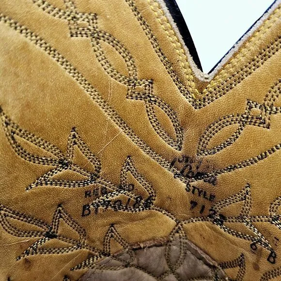 Tony Lama Cowboy Boots Men's 6B Vintage 1980s Leather Tan Made In USA Classic‎