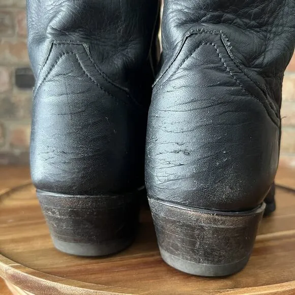 Tony Lama Cowboy Western Soft Leather Boots Black Mens 10 B 6156 USA