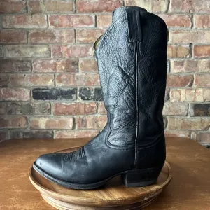 Tony Lama Cowboy Western Soft Leather Boots Black Mens 10 B 6156 USA