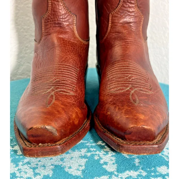 Tony Lama LONG HORN 6980 bison western cowboy boots Mens 9 D Dark Pecan