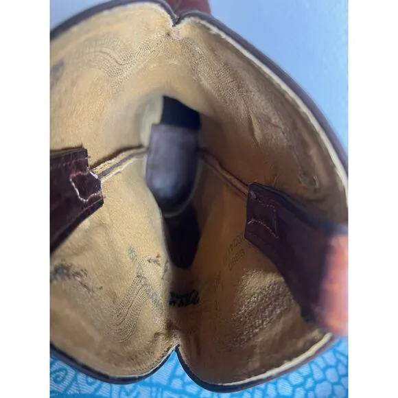 Tony Lama LONG HORN 6980 bison western cowboy boots Mens 9 D Dark Pecan