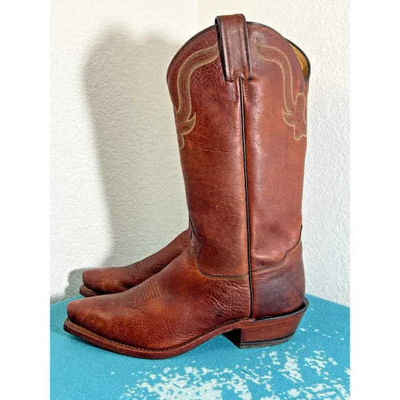 Tony Lama LONG HORN 6980 bison western cowboy boots Mens 9 D Dark Pecan