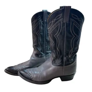 Tony Lama Men Cowboy Boots Stich Textured Toe Rodeo Black Gray Size 11D