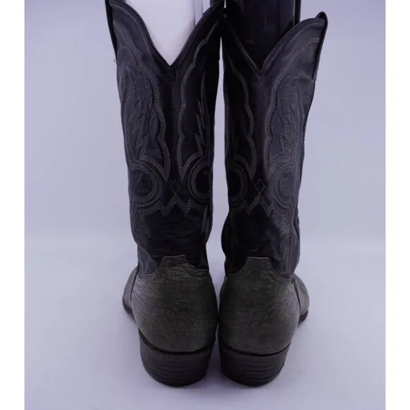 Tony Lama Wildebeast Print Boots Men 10 D Gray Leather Western Style 6253 VTG