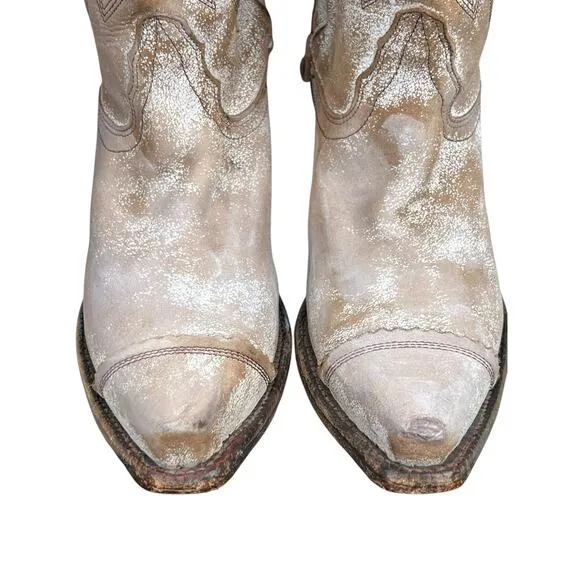 Tony Lama Women’s Geneva Antique White Distressed Cowgirl Boot Size US 8 B