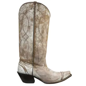 Tony Lama Women’s Geneva Antique White Distressed Cowgirl Boot Size US 8 B