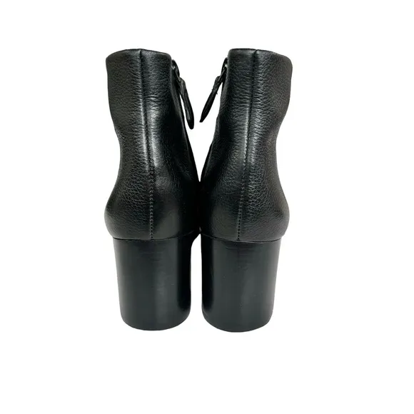 Tory Burch Cleveland Black Leather Metallic Block Heel Ankle Boots Booties Women