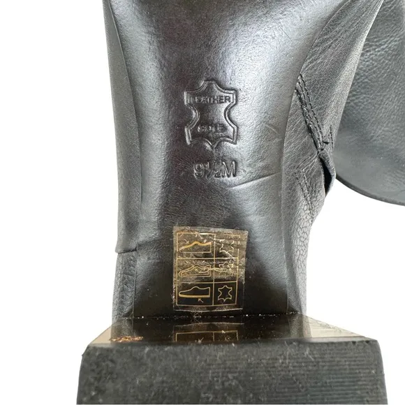 Tory Burch Cleveland Black Leather Metallic Block Heel Ankle Boots Booties Women