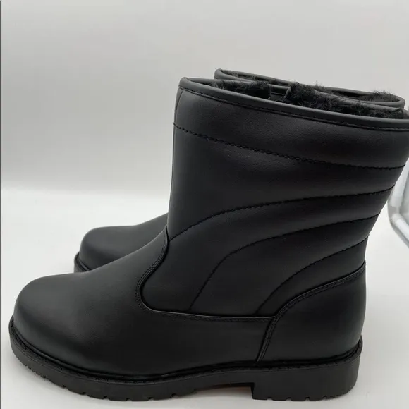 Tundra Mens Leather Round Toe Winter Boots