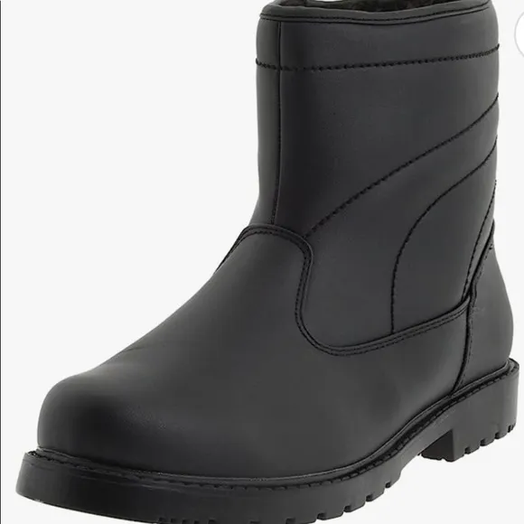 Tundra Mens Leather Round Toe Winter Boots