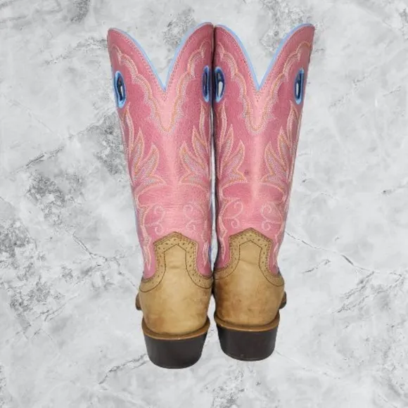 Twisted X Boots WRS 0003 Women 7 B Pink Tan Leather Square Toe