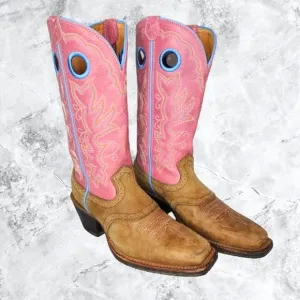 Twisted X Boots WRS 0003 Women 7 B Pink Tan Leather Square Toe