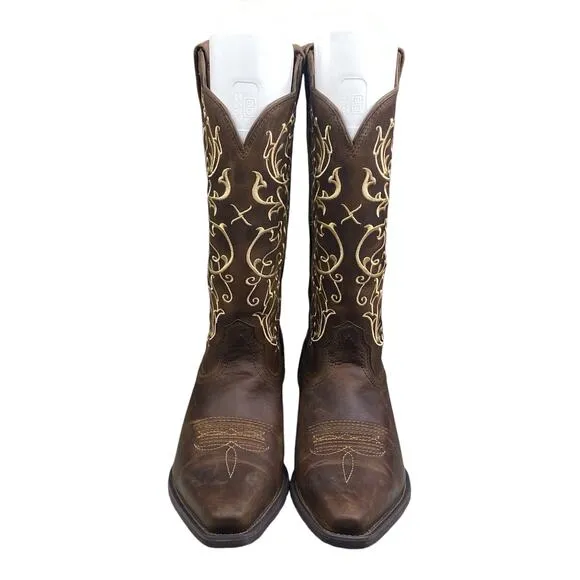 Twisted X Women’s Brown leather Embroidered Snip Toe Cowgirl Boot Size US 7 B