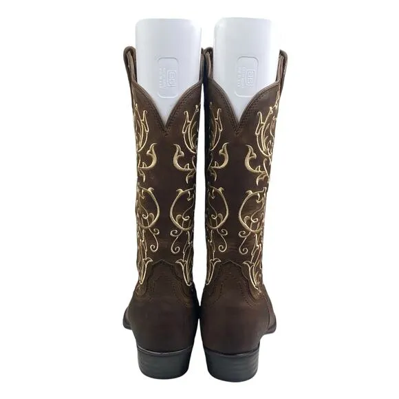 Twisted X Women’s Brown leather Embroidered Snip Toe Cowgirl Boot Size US 7 B