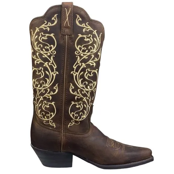 Twisted X Women’s Brown leather Embroidered Snip Toe Cowgirl Boot Size US 7 B