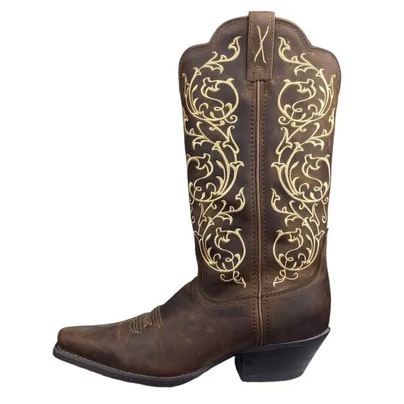 Twisted X Women’s Brown leather Embroidered Snip Toe Cowgirl Boot Size US 7 B