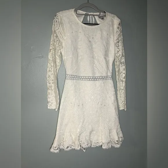 Two Sister white lace mini dress