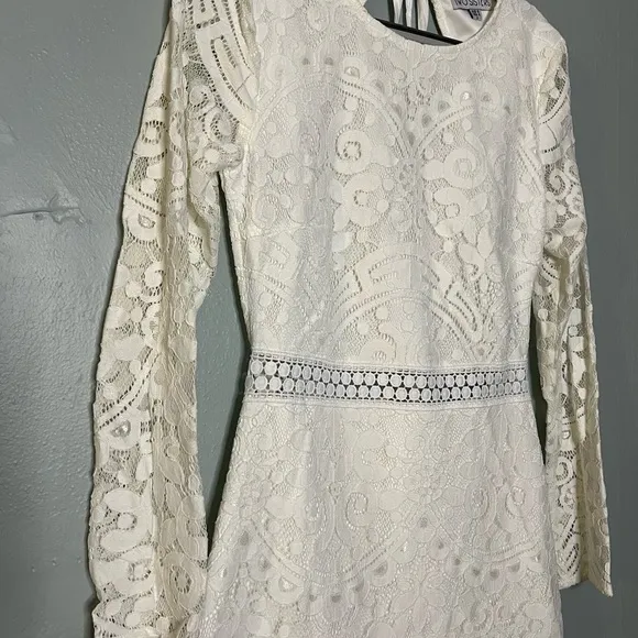 Two Sister white lace mini dress