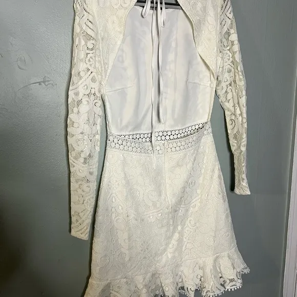 Two Sister white lace mini dress
