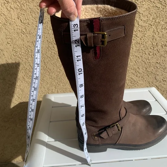 UGG 1005268 Thomsen women brown leather suede and shearling lined tall boots 7