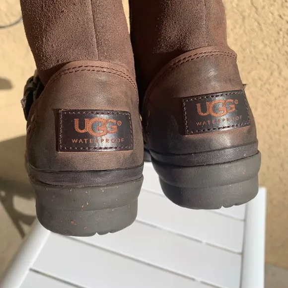 UGG 1005268 Thomsen women brown leather suede and shearling lined tall boots 7