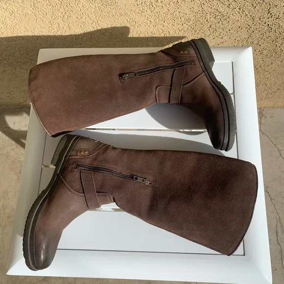 UGG 1005268 Thomsen women brown leather suede and shearling lined tall boots 7