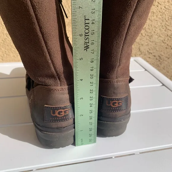 UGG 1005268 Thomsen women brown leather suede and shearling lined tall boots 7