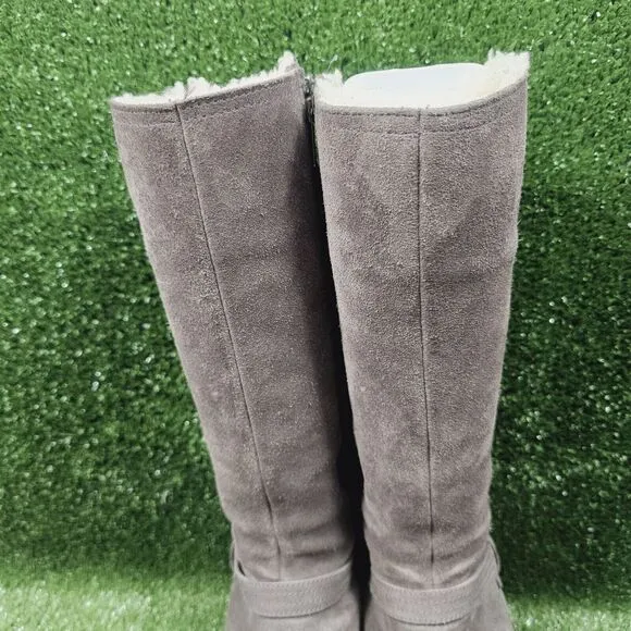 UGG 1917 Jillian Gray Suede Shearpa Lined Insulated Zip‎ Winter Riding Boots 6.5